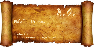 Már Ormos névjegykártya